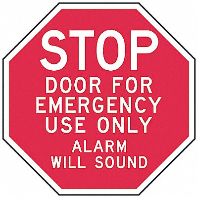 Door Instruction Stop Sign 12x12in Alum