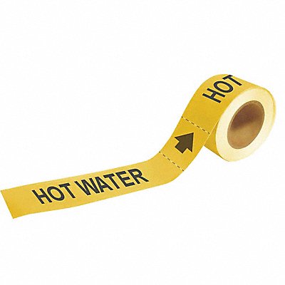 Pipe Marker Hot Water 2in H 12in W