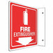 Fire Extinguisher Sign 8X8 WHT/R PS