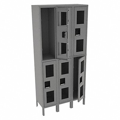 Wrdrb Lockr Clearview 3 Wide 2 Tier Gray