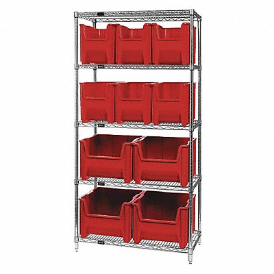 F1593 Bin Shlvng 18inx74inx36in Red