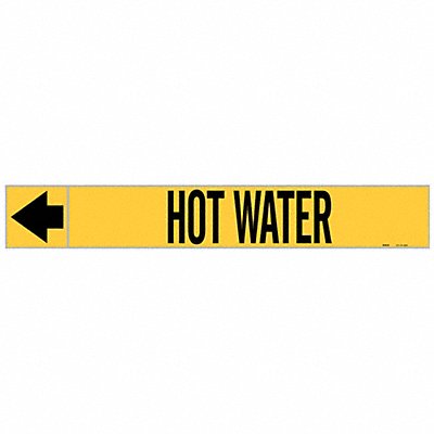 Pipe Marker Hot Water 1 in H 8 in W