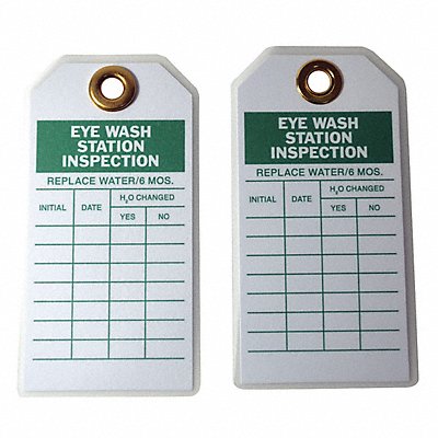 Eye Wash Sta Inspection Tag Grn/Wht PK10