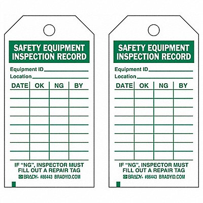 Saf Eapt Inspection Rcd Tag Grn/Wht PK10