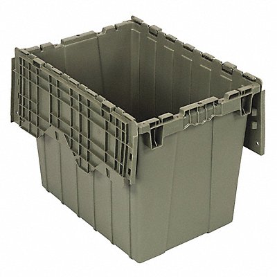 Attached Lid Container Gray Solid HDPE