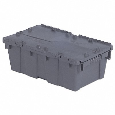 H7036 Attached Lid Container Gray Solid HDPE