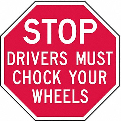 Rflct Chock Wheel Stop Sign 12x12in Alum