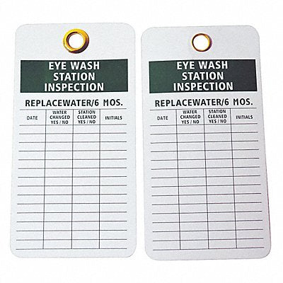 Eye Wash Sta Inspection Tag Grn/Wht PK25