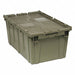 Attached Lid Container Gray Solid HDPE