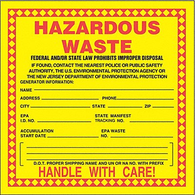 DOT Handling Label Waste 6 Label W PK25