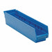 F0617 Shelf Bin Blue Polypropylene 4 in