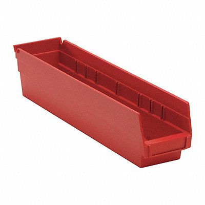 F0617 Shelf Bin Red Polypropylene 4 in