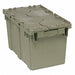 Attached Lid Container Gray Solid HDPE