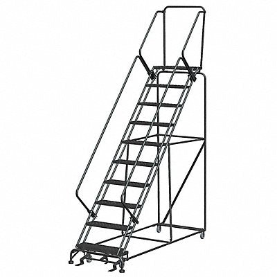 Safety Rolling Ladder Steel 100 In.H