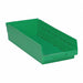 F0619 Shelf Bin Green Polypropylene 4 in