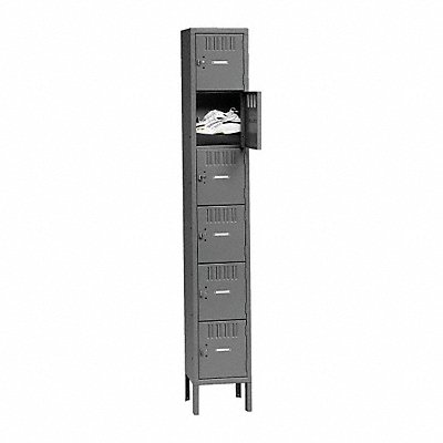 Box Locker Louvered 1 Wide 6 Tier Gray