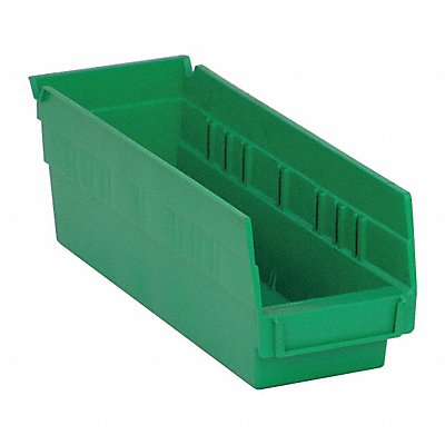 F0613 Shelf Bin Green Polypropylene 4 in