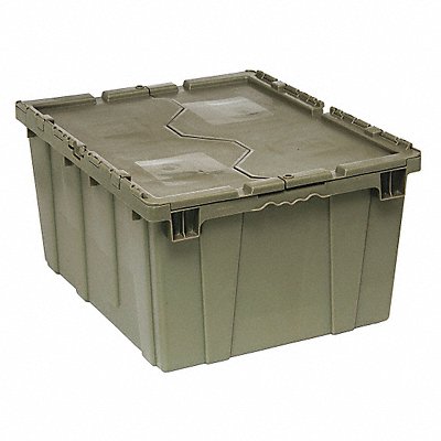 Attached Lid Container Gray Solid HDPE