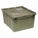 Attached Lid Container Gray Solid HDPE