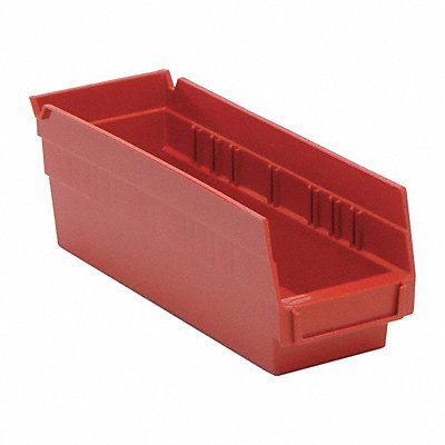 F0613 Shelf Bin Red Polypropylene 4 in