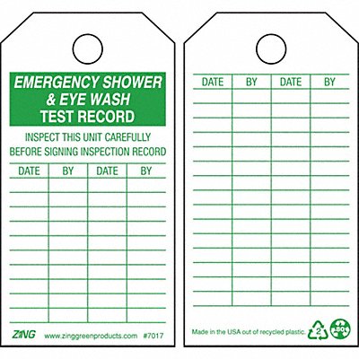 Emer Sh  Eye Wash Test Rcd Tag PK10