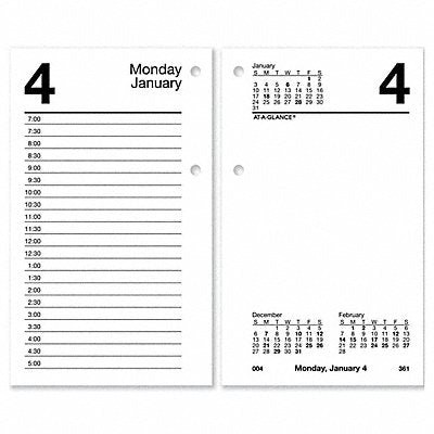 Desk Calendar Refill Daily 3-1/2x6 White