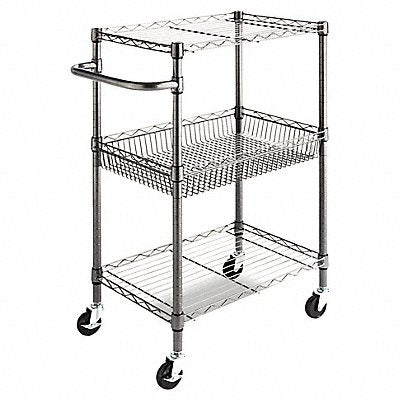 Three Tier Wire Rolling Cart 28x16x39 