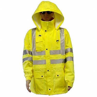 Rain Jacket Reflctve Striping Zipprd LG