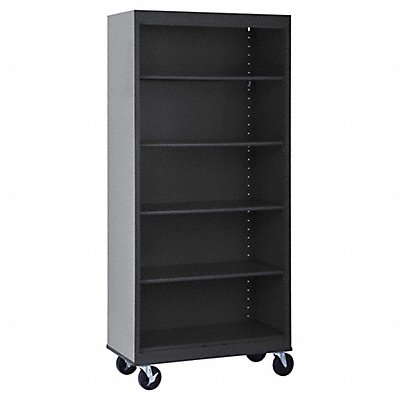 Mobile Bookcase Steel 5 Shelf Black