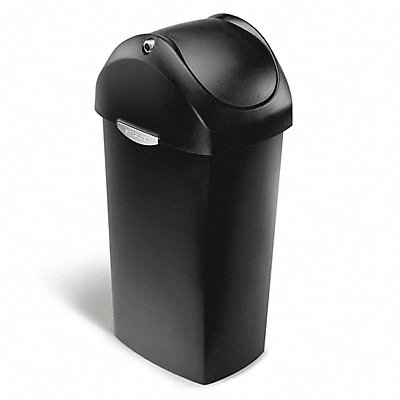 Trash Can 16 gal Black Indoor/Outdoor