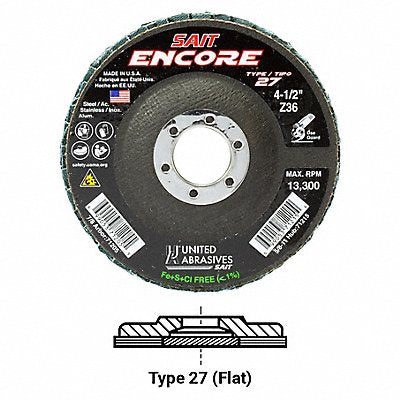 Flap Disc 4-1/2 in 36 Grit Zirconium