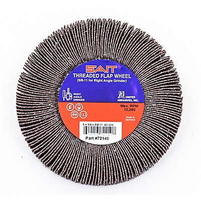 Flap Wheel 4.5 In D 5/8-11 Arbor 40 Grit