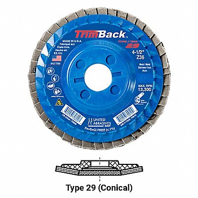 Flap Disc 60 Grit 7/8 in Trimback