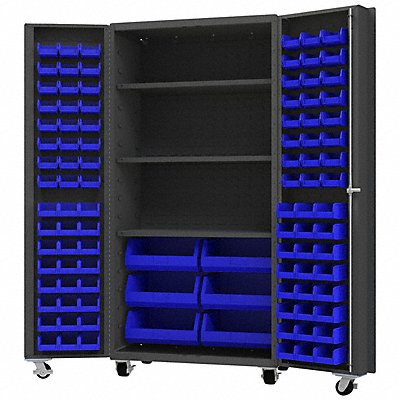 Heavy Duty Mobile Bin Cabinet Blue