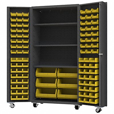 Heavy Duty Mobile Bin Cabinet Yellow