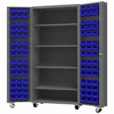 Heavy Duty Mobile Bin Cabinet Blue