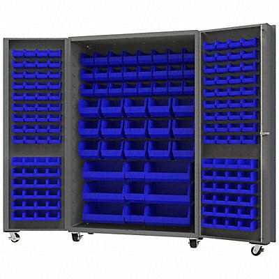 Heavy Duty Mobile Bin Cabinet Blue