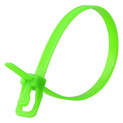 Releasable Tie Fluor. Green Nylon PK20