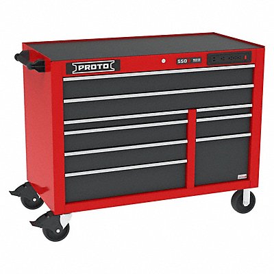 Rolling Tool Cabinet Gray/Red 9 Drawers