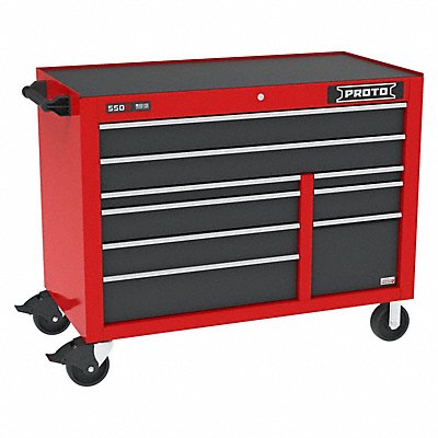 Rolling Tool Cabinet Gray/Red 9 Drawers