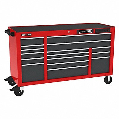 Rolling Tool Cabinet Gray/Red 16 Drawers