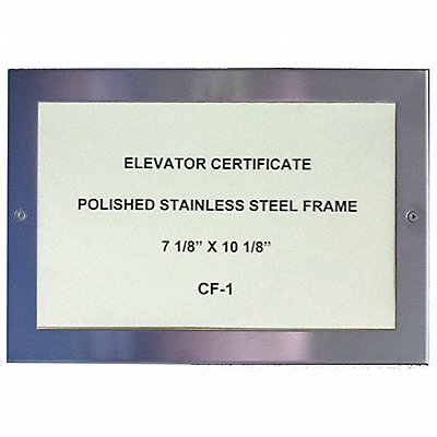 Elevator Inspection Certificate Frame