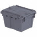 H4627 Attached Lid Container Gray Solid HDPE