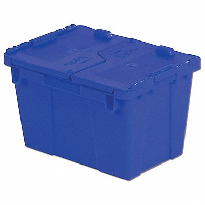 H5663 Attached Lid Container Blue Solid HDPE