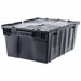 Attached Lid Container Black Solid HDPE