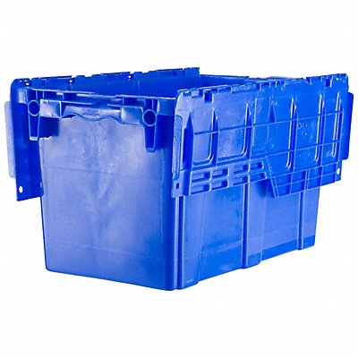 E3358 Attached Lid Container Blue Solid HDPE