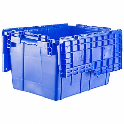 E3369 Attached Lid Container Blue Solid HDPE