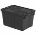 Attached Lid Container Black Solid HDPE