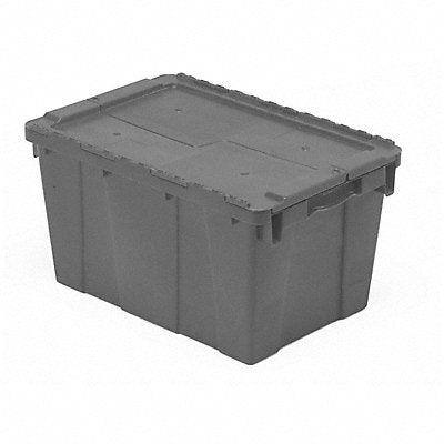 Attached Lid Container Gray Solid HDPE