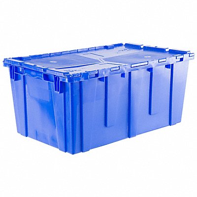 E3380 Attached Lid Container Blue Solid HDPE